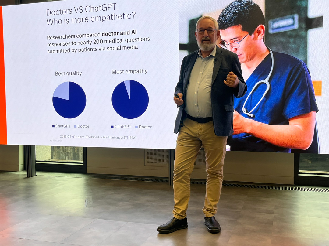 Speaking at the Mobey Forum in Dublin. A research showed that not only does the online AI doctors give better answers, but people also see them as more empathic. Which shows just how good the AI can mimic human behavior.